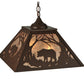 Meyda Lighting Bear at Dawn 16"Sq 2-Light Cafe Noir Pendant Light With Silver Mica Shade Glass