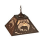 Meyda Lighting Bear at Dawn 16"Sq 2-Light Cafe Noir Pendant Light With Silver Mica Shade Glass