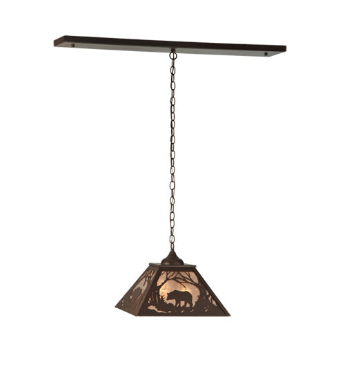 Meyda Lighting Bear at Dawn 16"Sq 2-Light Cafe Noir Pendant Light With Silver Mica Shade Glass