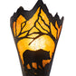 Meyda Lighting Bear at Dawn 174333 8" Textured Black Right Wall Sconce With Amber Mica Shade Glass