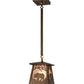 Meyda Lighting Bear at Dawn 182073 10" Antique Copper Mini Pendant Light With Silver Mica Shade Glass