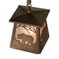 Meyda Lighting Bear at Dawn 182073 10" Antique Copper Mini Pendant Light With Silver Mica Shade Glass