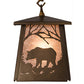 Meyda Lighting Bear at Dawn 182073 10" Antique Copper Mini Pendant Light With Silver Mica Shade Glass