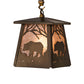 Meyda Lighting Bear at Dawn 182073 10" Antique Copper Mini Pendant Light With Silver Mica Shade Glass