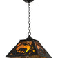 Meyda Lighting Bear at Dawn 185546 22" 2-Light Textured Black Pendant Light With Amber Mica Shade Glass