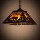 Meyda Lighting Bear at Dawn 185546 22" 2-Light Textured Black Pendant Light With Amber Mica Shade Glass