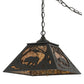Meyda Lighting Bear at Dawn 185546 22" 2-Light Textured Black Pendant Light With Amber Mica Shade Glass