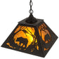 Meyda Lighting Bear at Dawn 185546 22" 2-Light Textured Black Pendant Light With Amber Mica Shade Glass