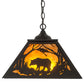 Meyda Lighting Bear at Dawn 185546 22" 2-Light Textured Black Pendant Light With Amber Mica Shade Glass
