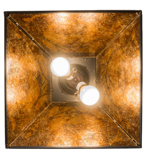 Meyda Lighting Bear at Dawn 185546 22" 2-Light Textured Black Pendant Light With Amber Mica Shade Glass