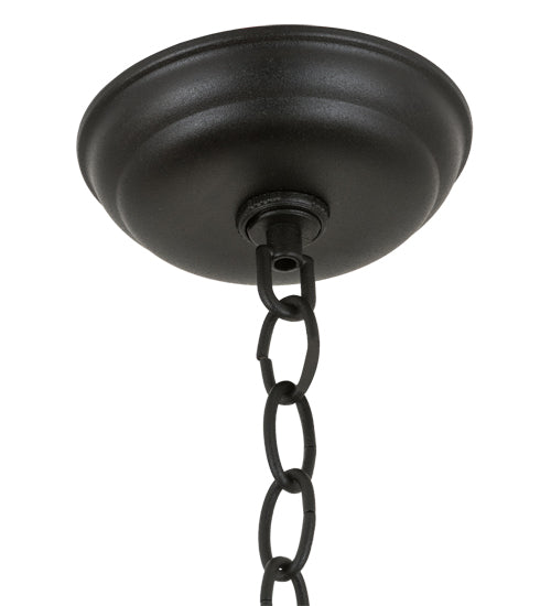 Meyda Lighting Bear at Dawn 185546 22" 2-Light Textured Black Pendant Light With Amber Mica Shade Glass