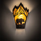 Meyda Lighting Bear at Dawn 212506 8" Textured Black Right Wall Sconce With Amber Mica Shade Glass