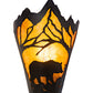 Meyda Lighting Bear at Dawn 212506 8" Textured Black Right Wall Sconce With Amber Mica Shade Glass