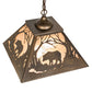 Meyda Lighting Bear at Dawn 22" 2-Light Antique Copper Pendant Light With Silver Mica Shade Glass