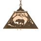 Meyda Lighting Bear at Dawn 22" 2-Light Antique Copper Pendant Light With Silver Mica Shade Glass