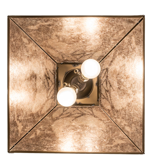 Meyda Lighting Bear at Dawn 22" 2-Light Antique Copper Pendant Light With Silver Mica Shade Glass
