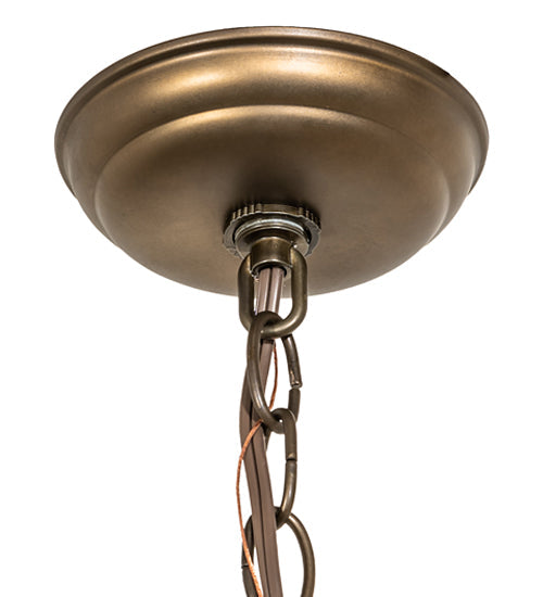 Meyda Lighting Bear at Dawn 22" 2-Light Antique Copper Pendant Light With Silver Mica Shade Glass