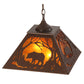 Meyda Lighting Bear at Dawn 22" 2-Light Cafe Noir Pendant Light With Amber Mica Shade Glass