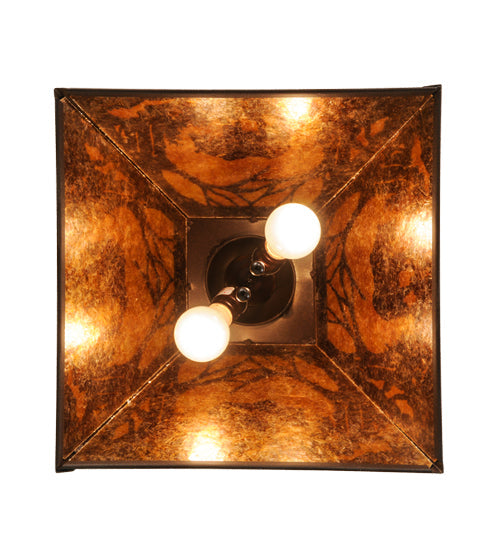 Meyda Lighting Bear at Dawn 22" 2-Light Cafe Noir Pendant Light With Amber Mica Shade Glass