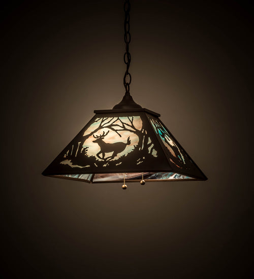 Meyda Lighting Bear at Dawn 22" 2-Light Cafe Noir Pendant Light With Sky Blue Opal Shade Glass
