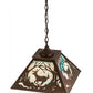 Meyda Lighting Bear at Dawn 22" 2-Light Cafe Noir Pendant Light With Sky Blue Opal Shade Glass