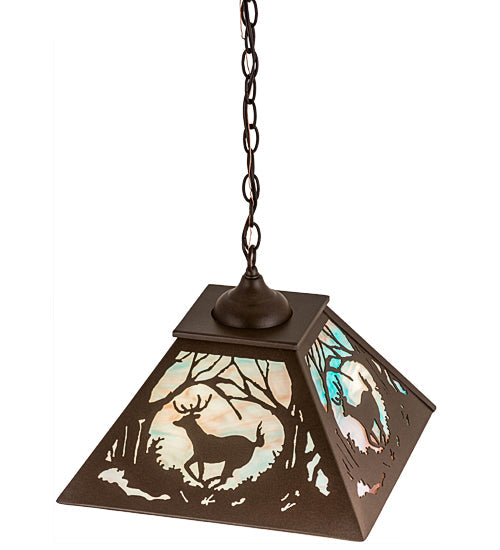 Meyda Lighting Bear at Dawn 22" 2-Light Cafe Noir Pendant Light With Sky Blue Opal Shade Glass