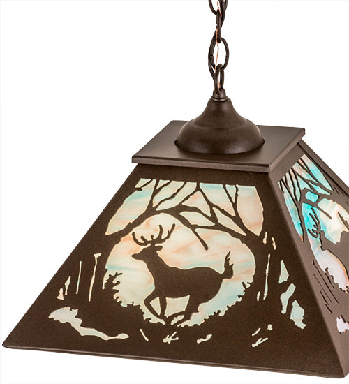 Meyda Lighting Bear at Dawn 22" 2-Light Cafe Noir Pendant Light With Sky Blue Opal Shade Glass