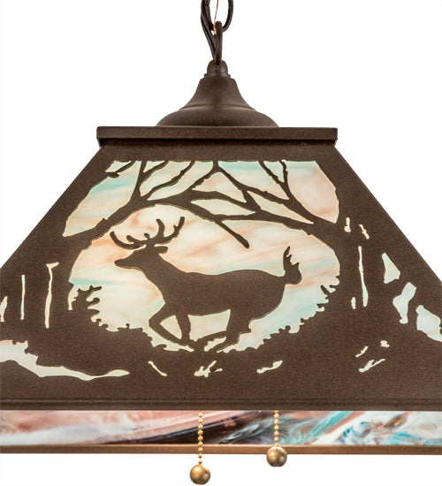Meyda Lighting Bear at Dawn 22" 2-Light Cafe Noir Pendant Light With Sky Blue Opal Shade Glass