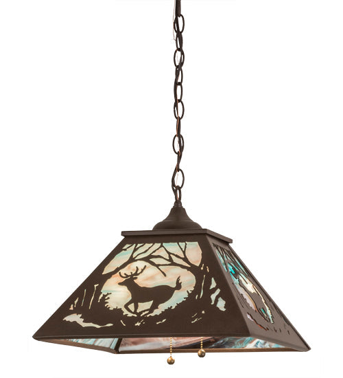 Meyda Lighting Bear at Dawn 22" 2-Light Cafe Noir Pendant Light With Sky Blue Opal Shade Glass