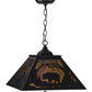 Meyda Lighting Bear at Dawn 22" 2-Light Textured Black Pendant Light With Amber Mica Shade Glass