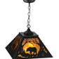 Meyda Lighting Bear at Dawn 22" 2-Light Textured Black Pendant Light With Amber Mica Shade Glass