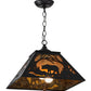 Meyda Lighting Bear at Dawn 22" 2-Light Textured Black Pendant Light With Amber Mica Shade Glass