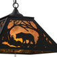 Meyda Lighting Bear at Dawn 22" 2-Light Textured Black Pendant Light With Amber Mica Shade Glass