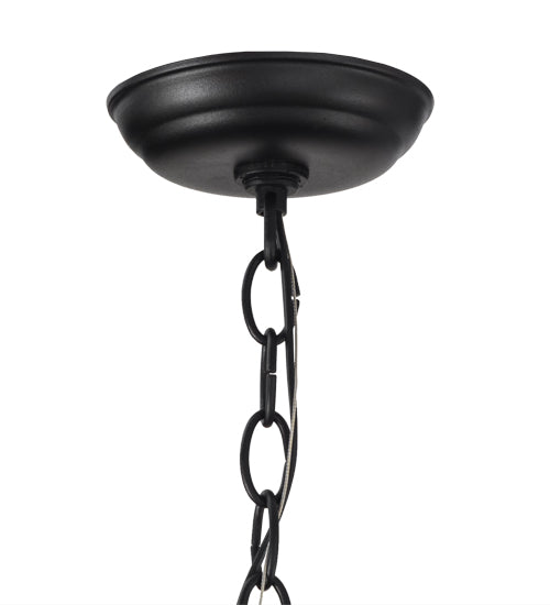 Meyda Lighting Bear at Dawn 22" 2-Light Textured Black Pendant Light With Amber Mica Shade Glass