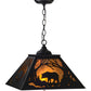 Meyda Lighting Bear at Dawn 22" 2-Light Textured Black Pendant Light With Amber Mica Shade Glass