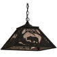 Meyda Lighting Bear at Dawn 22" 2-Light Textured Black Pendant Light With Silver Mica Shade Glass