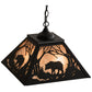 Meyda Lighting Bear at Dawn 22" 2-Light Textured Black Pendant Light With Silver Mica Shade Glass