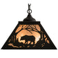 Meyda Lighting Bear at Dawn 22" 2-Light Textured Black Pendant Light With Silver Mica Shade Glass