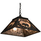 Meyda Lighting Bear at Dawn 22" 2-Light Textured Black Pendant Light With Silver Mica Shade Glass