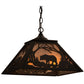 Meyda Lighting Bear at Dawn 22" 2-Light Textured Black Pendant Light With Silver Mica Shade Glass