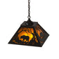 Meyda Lighting Bear at Dawn 22" 2-Light Timeless Bronze Pendant Light With Amber Mica Shade Glass