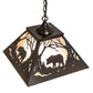 Meyda Lighting Bear at Dawn 22" 2-Light Timeless Bronze Pendant Light With Silver Mica Shade Glass