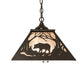 Meyda Lighting Bear at Dawn 22" 2-Light Timeless Bronze Pendant Light With Silver Mica Shade Glass