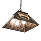 Meyda Lighting Bear at Dawn 22" 2-Light Timeless Bronze Pendant Light With Silver Mica Shade Glass
