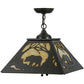Meyda Lighting Bear at Dawn 23" 2-Light Timeless Bronze Pendant Light With Beige Art Shade Glass