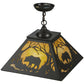 Meyda Lighting Bear at Dawn 23" 2-Light Timeless Bronze Pendant Light With Beige Art Shade Glass