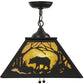 Meyda Lighting Bear at Dawn 23" 2-Light Timeless Bronze Pendant Light With Beige Art Shade Glass