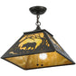 Meyda Lighting Bear at Dawn 23" 2-Light Timeless Bronze Pendant Light With Beige Art Shade Glass
