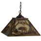 Meyda Lighting Bear at Dawn 23" 3-Light Burnished Brass Tint Pendant Light With Beige Shade Glass
