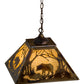 Meyda Lighting Bear at Dawn 23" 3-Light Burnished Brass Tint Pendant Light With Beige Shade Glass